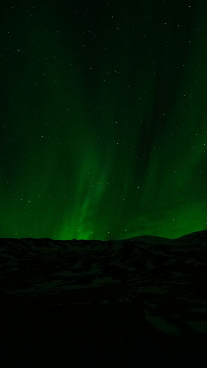 Northern lights, aurora, green lights, night, nature, 720x1280 wallpaper