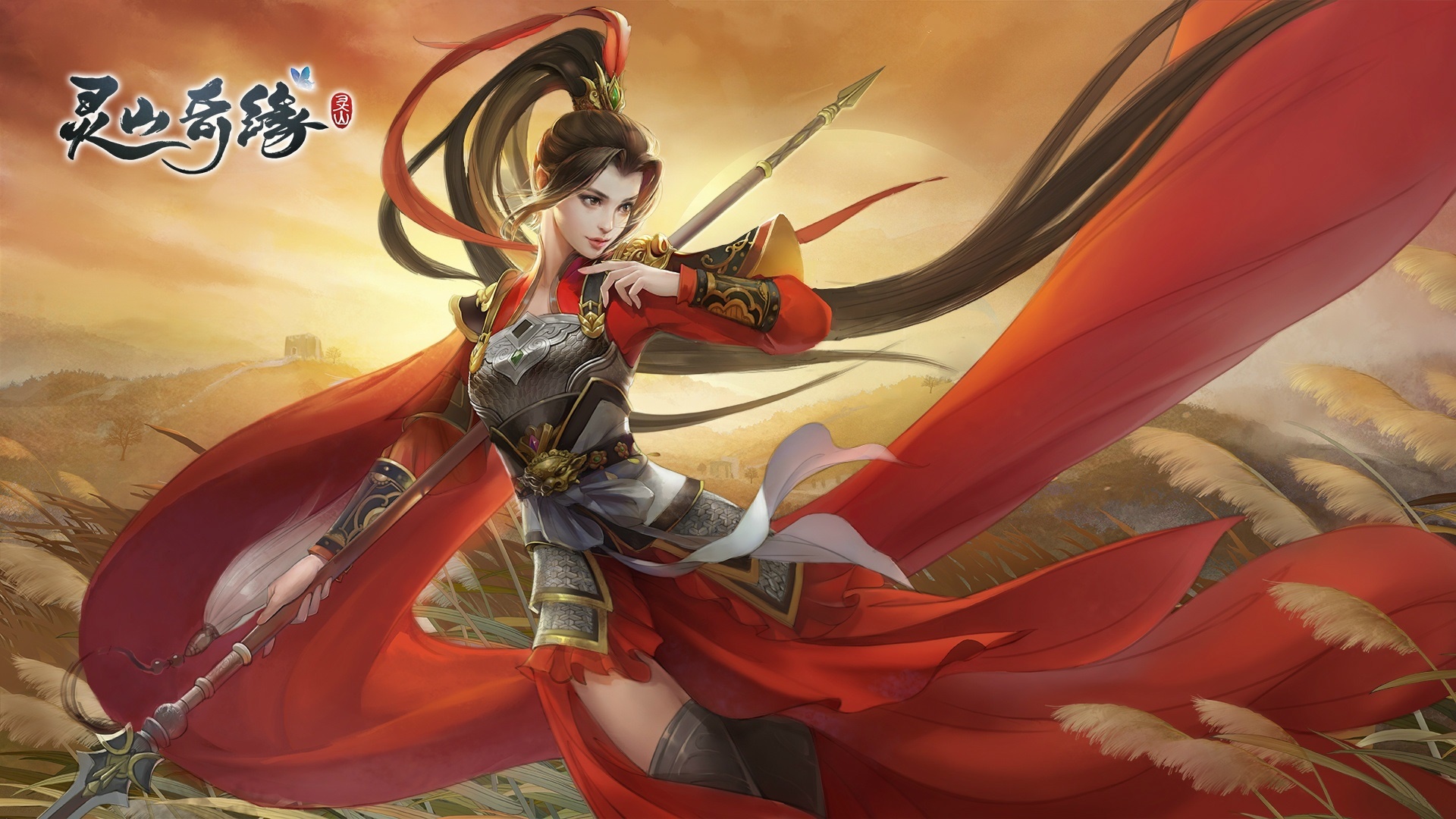 Wallpaper girl, weapons, warrior, fantasy, location, PvE, Lingshan Qi Yuan for mobile and desktop, section игры, resolution 1920x1080