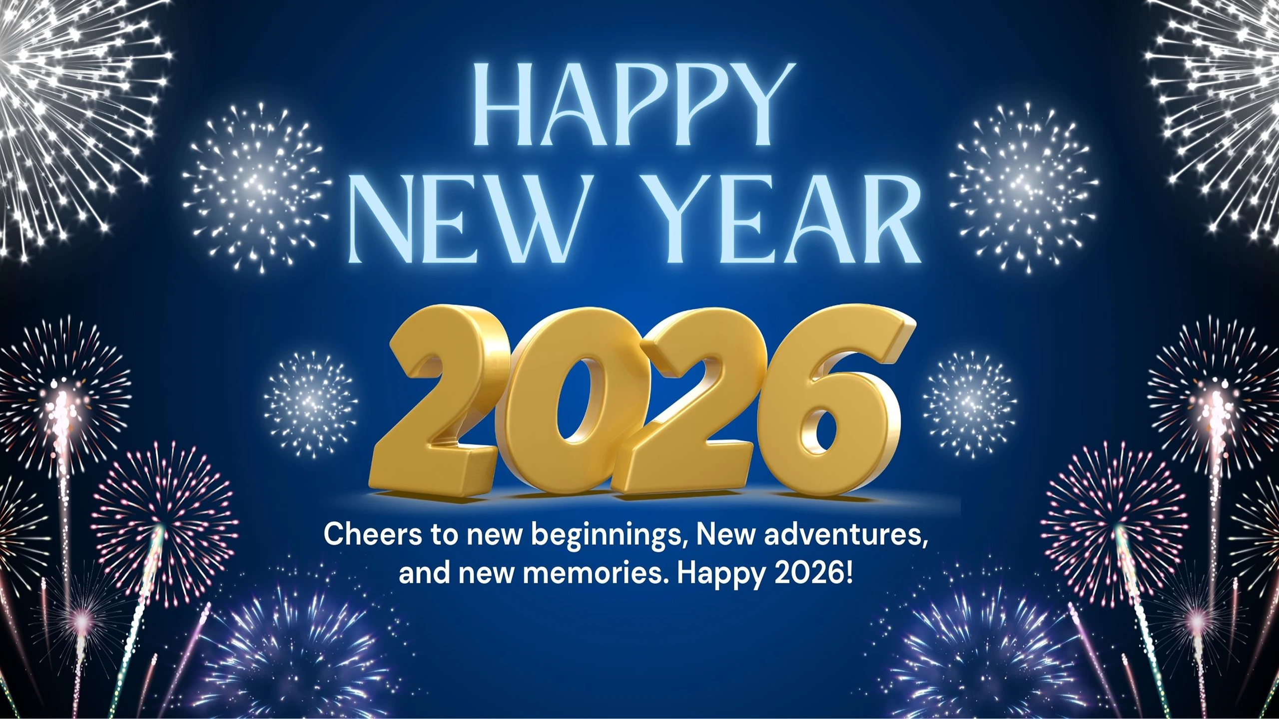 Happy New Year 2026 4k Ultra HD Wallpaper For Desktop PC [Beautiful BG Image]
