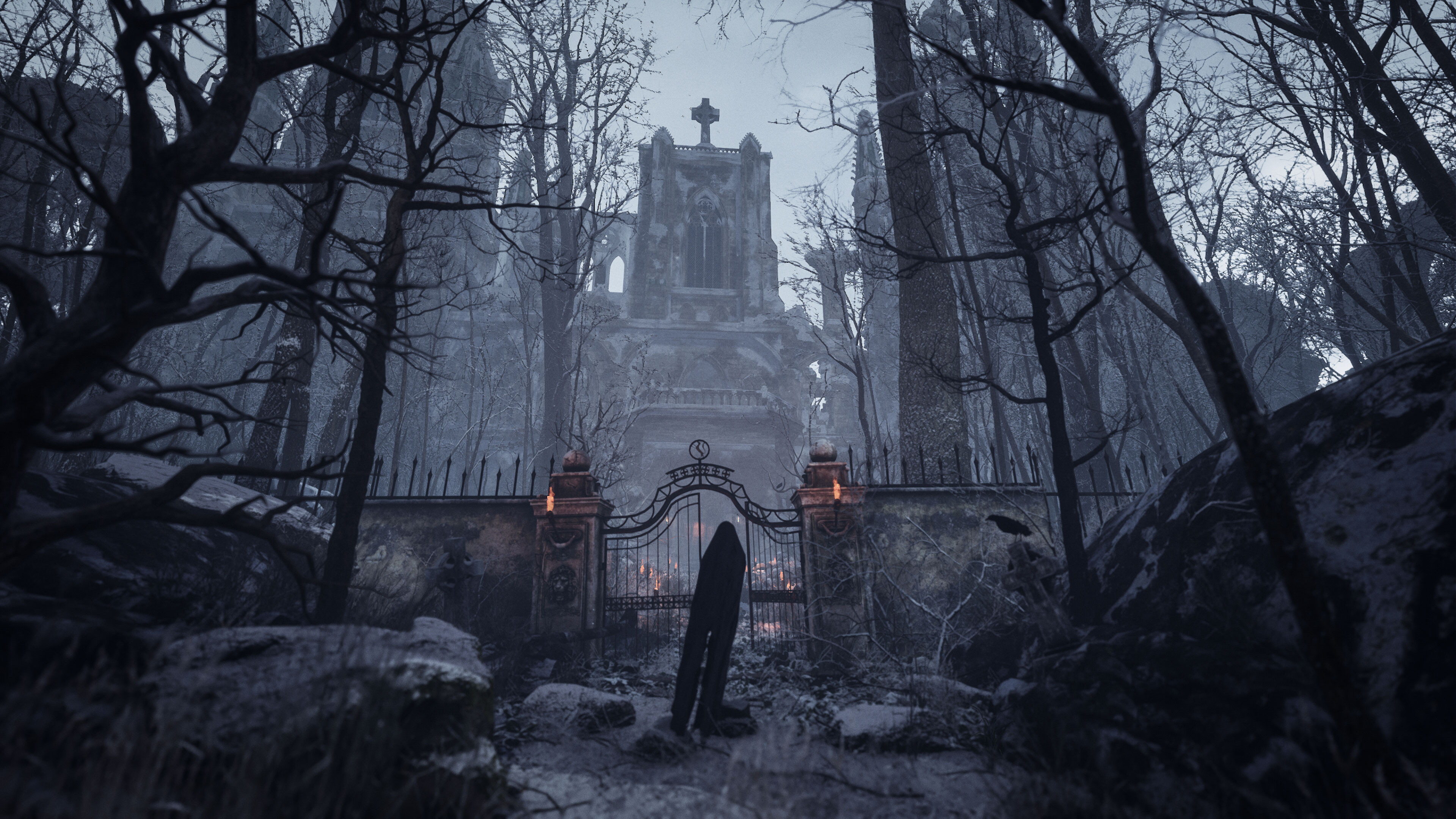 Pasquale Scionti Haunted Winter Forest path Inspired by Resident Evil Village Unreal Engine 4.26.1