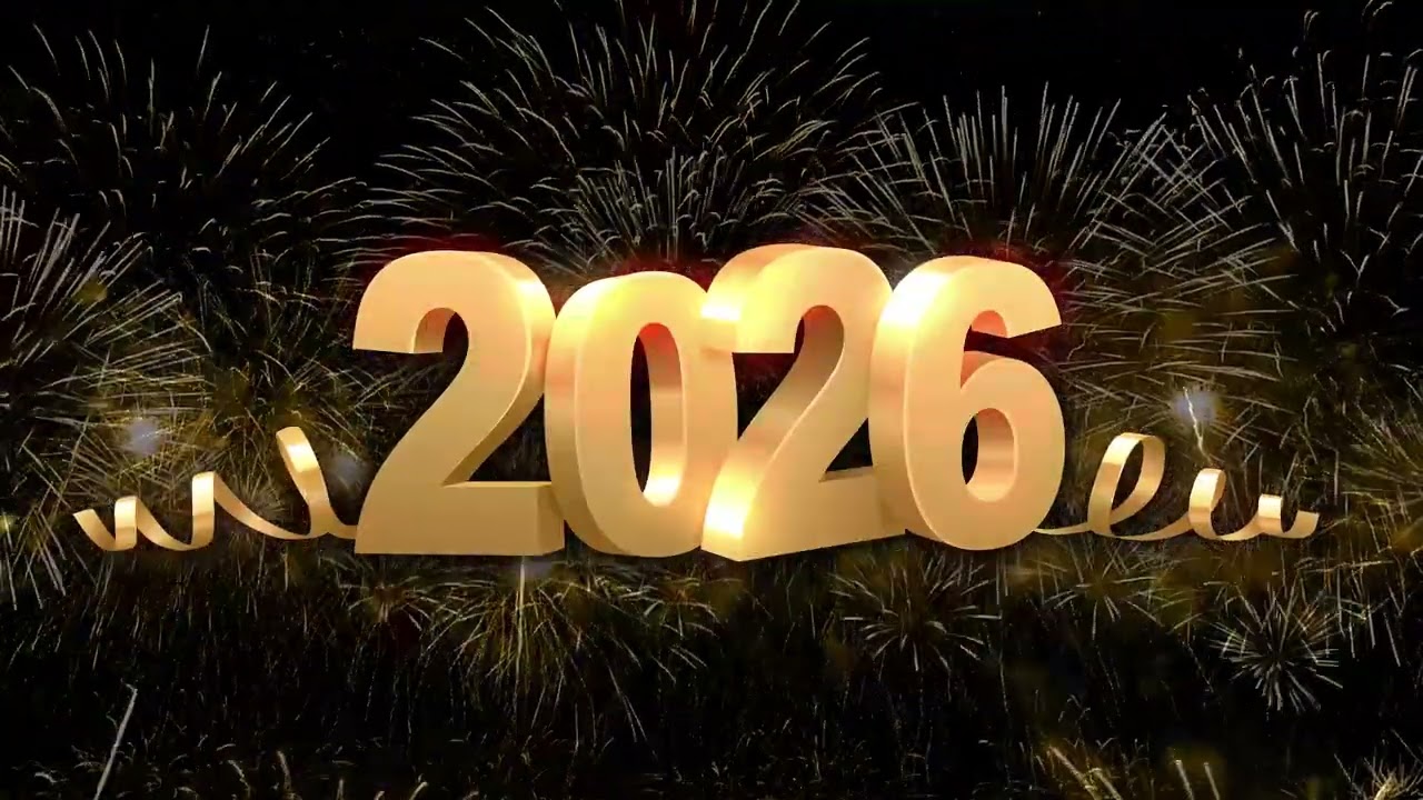 Happy New Year 2026 4K Hours Stunning Background Visual Text