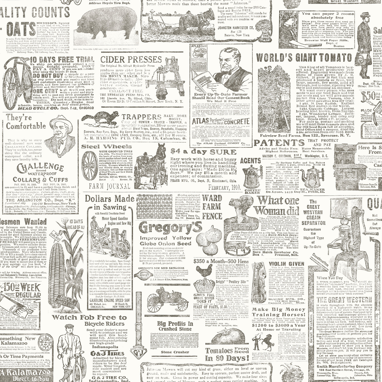 Underwood Taupe Vintage Newspaper Wallpaper