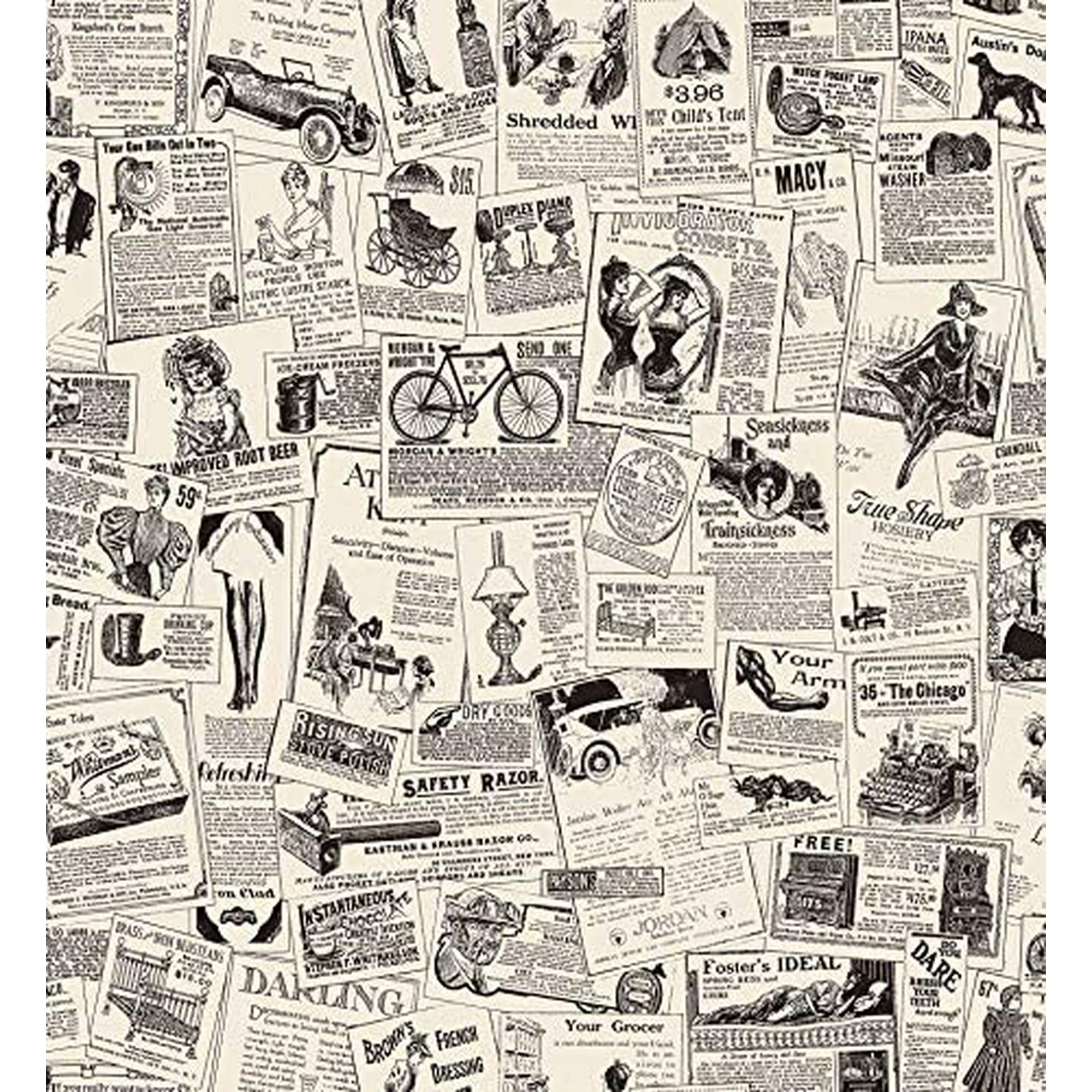 Vintage Newspaper Peel and Stick Wallpaper