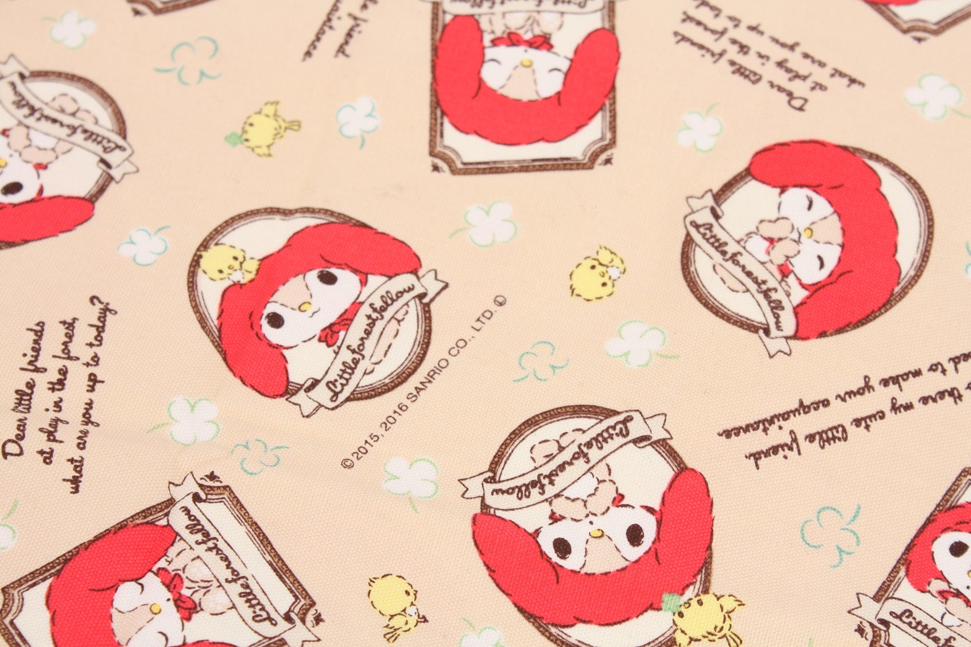 Sanrio Little Forest Fellow My Melody Character Oxford Fabric printed in Japan by the Half Yard