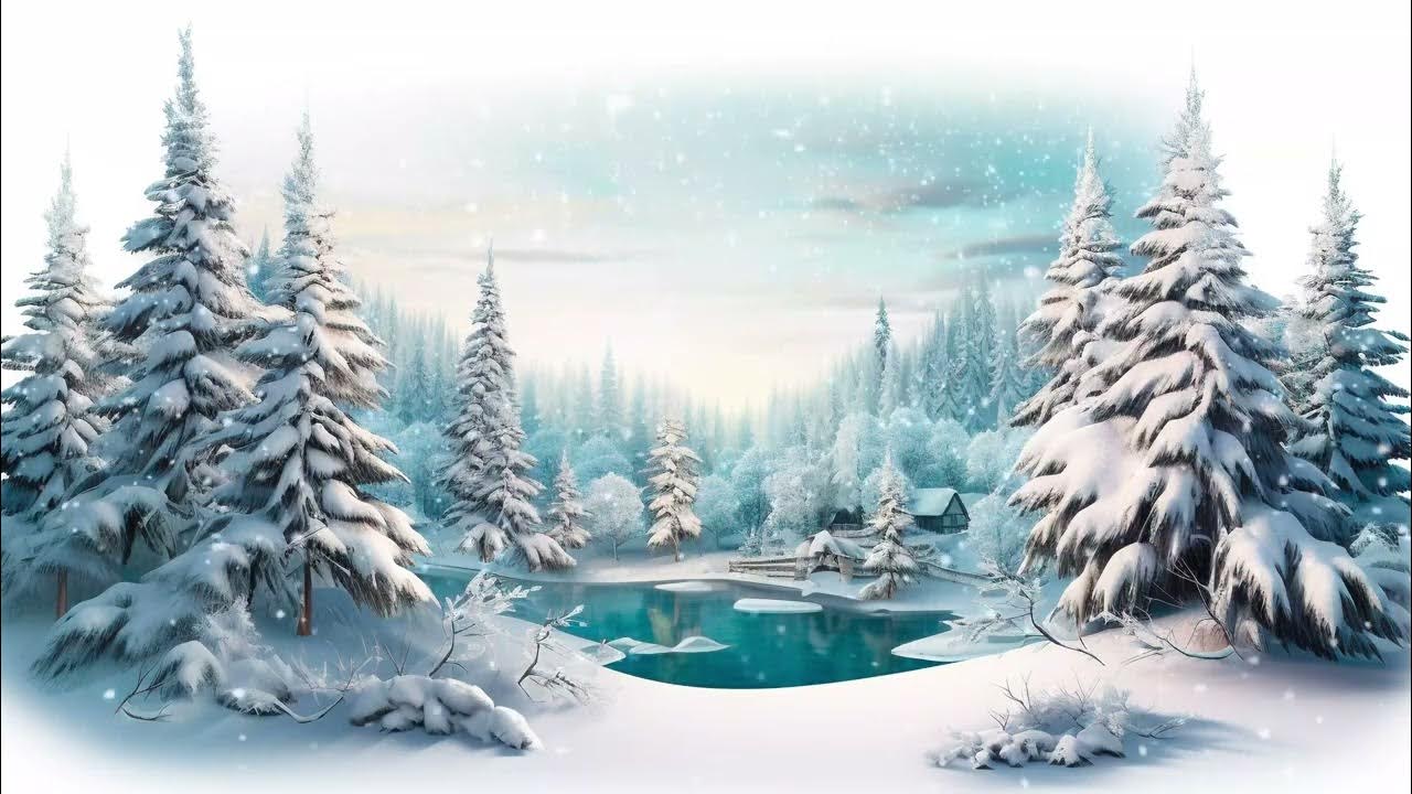 winter animated image, winter tree background, winter landscape loop, winter forest animation art