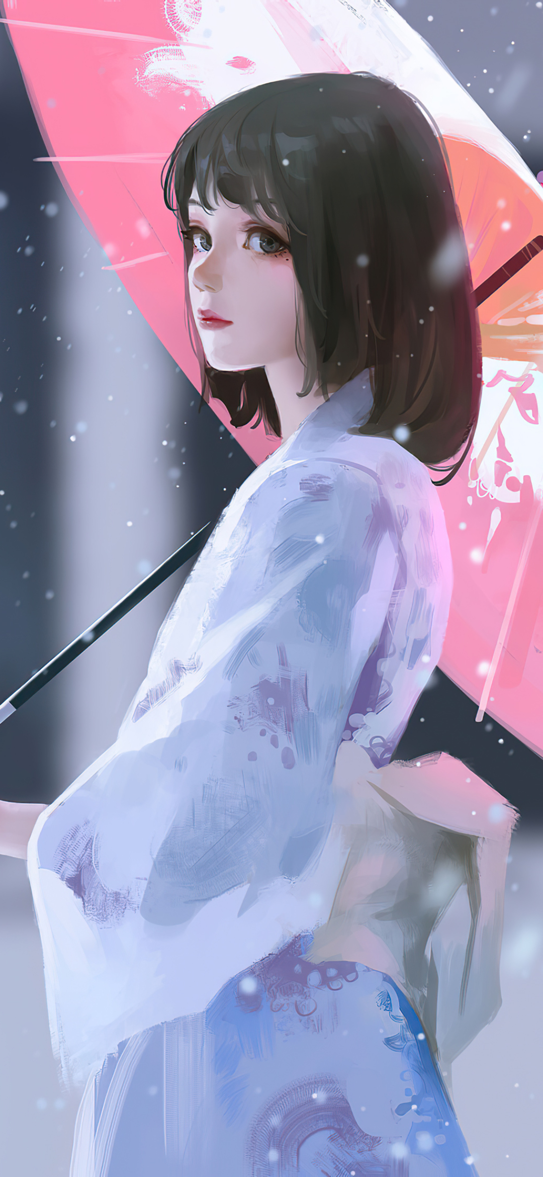 kimono asian black hair girl wallpaper Mobile Walls