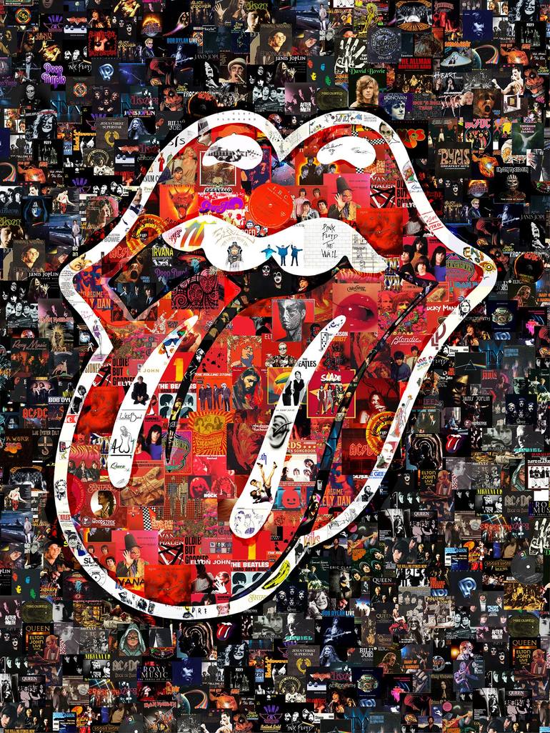 Art Collage Poster Print Rolling Stones Logo