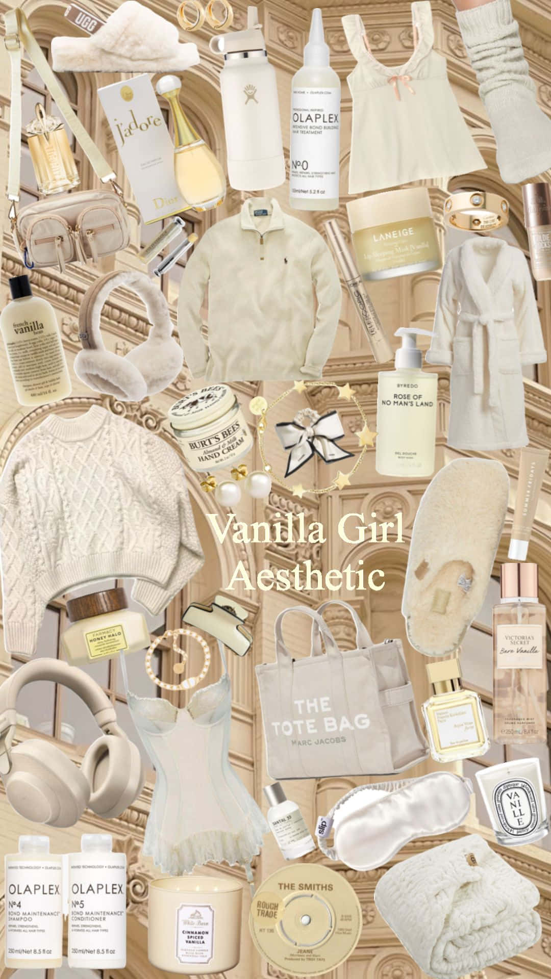 Download Vanilla Girl Aesthetic Items Collage Wallpaper