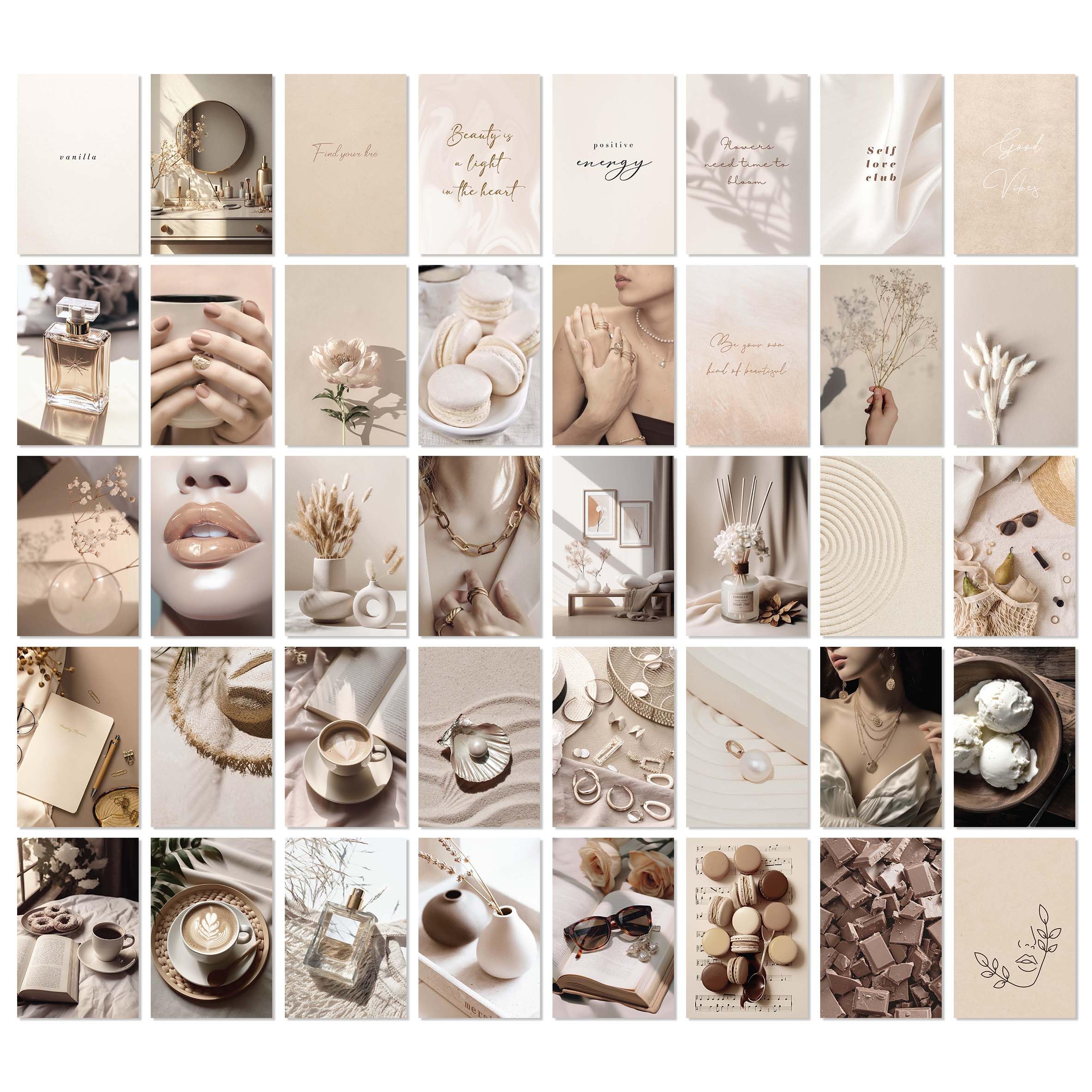 Decor Vanilla Girl Room Decor Pcs Neutral Beige Wall Collage Kit, Clean Girl Posters Boho Tan Prints Cream Picture, Vanilla Girls Aesthetic Dorm Decor for College Girls Bedroom