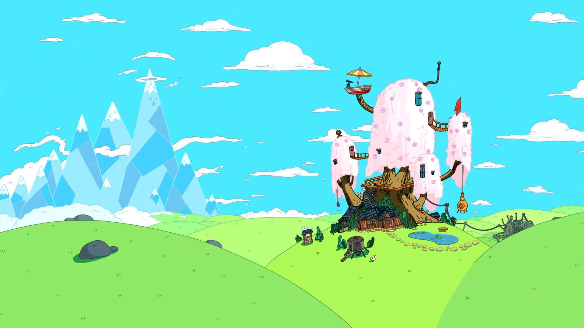Download A surreal landscape full of adventure in the world of Adventure Time Wallpaper