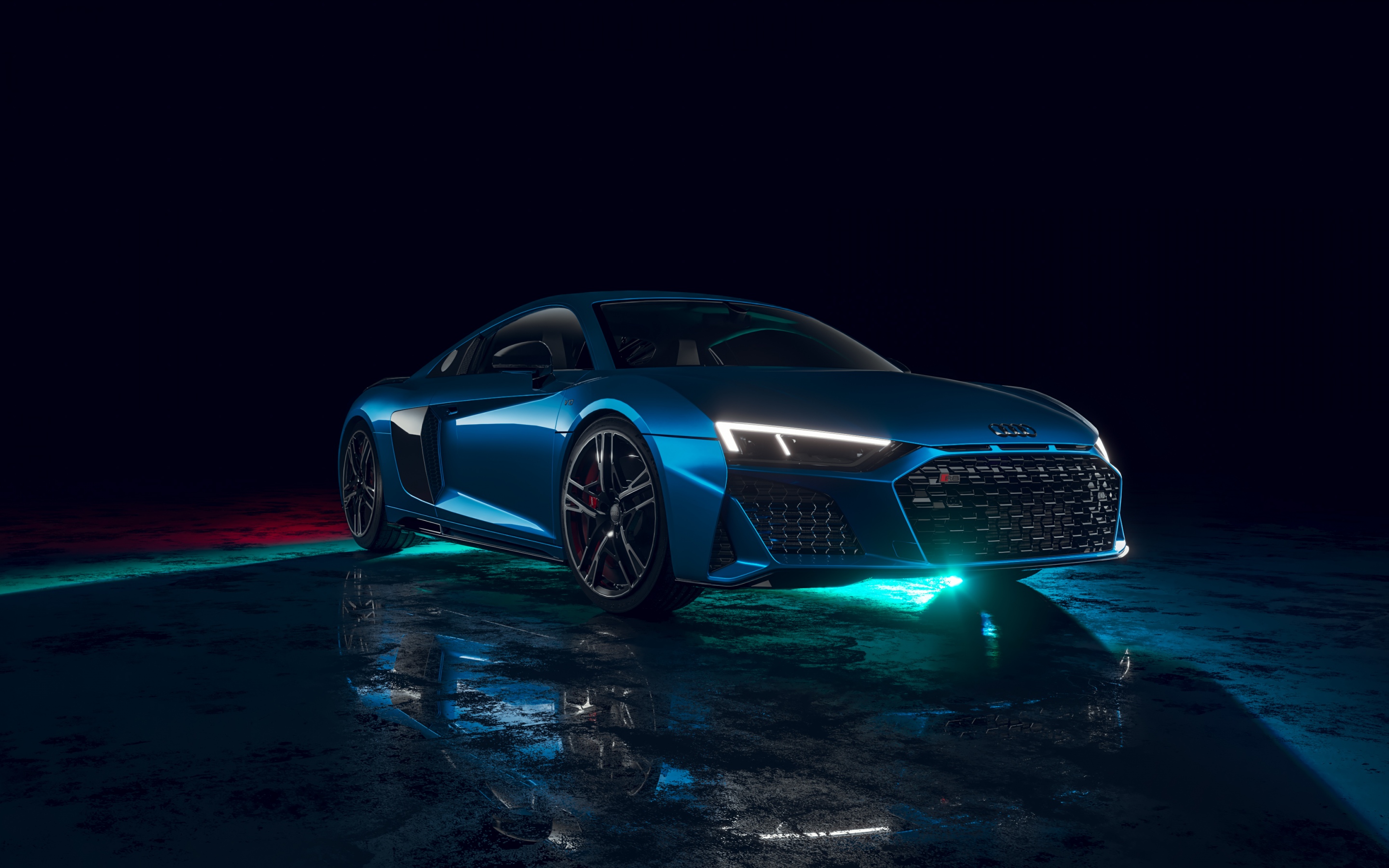Neon Wallpaper 4K, Audi R8, Supercars