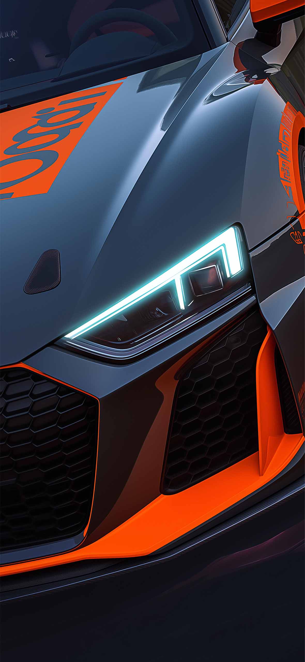 Audi R8 Neon Glow Headlights Wallpaper