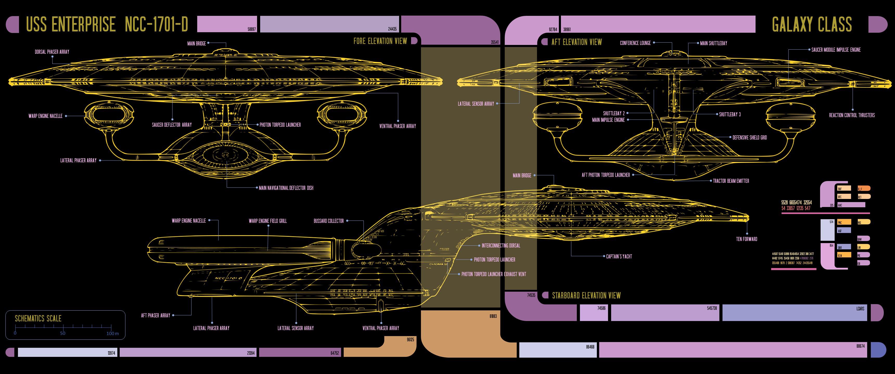ENTERPRISE NCC 1701 D LCARS SCHEMATICS In 3440 X 1440