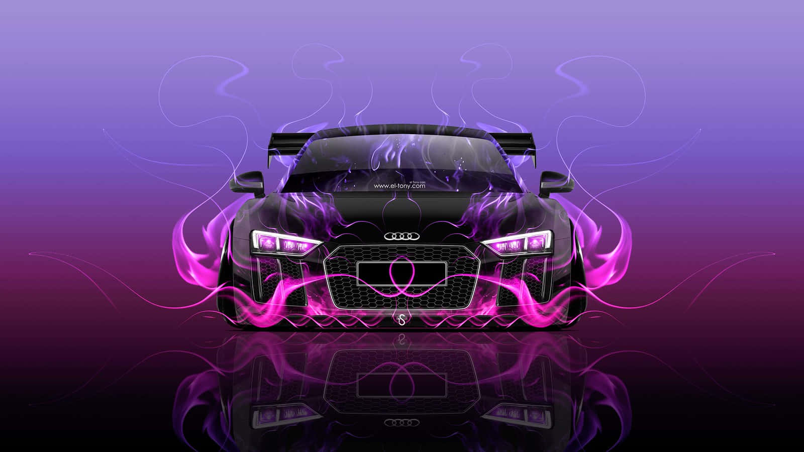 Download Purple Audi Sports Car Artistic Render Wallpaper