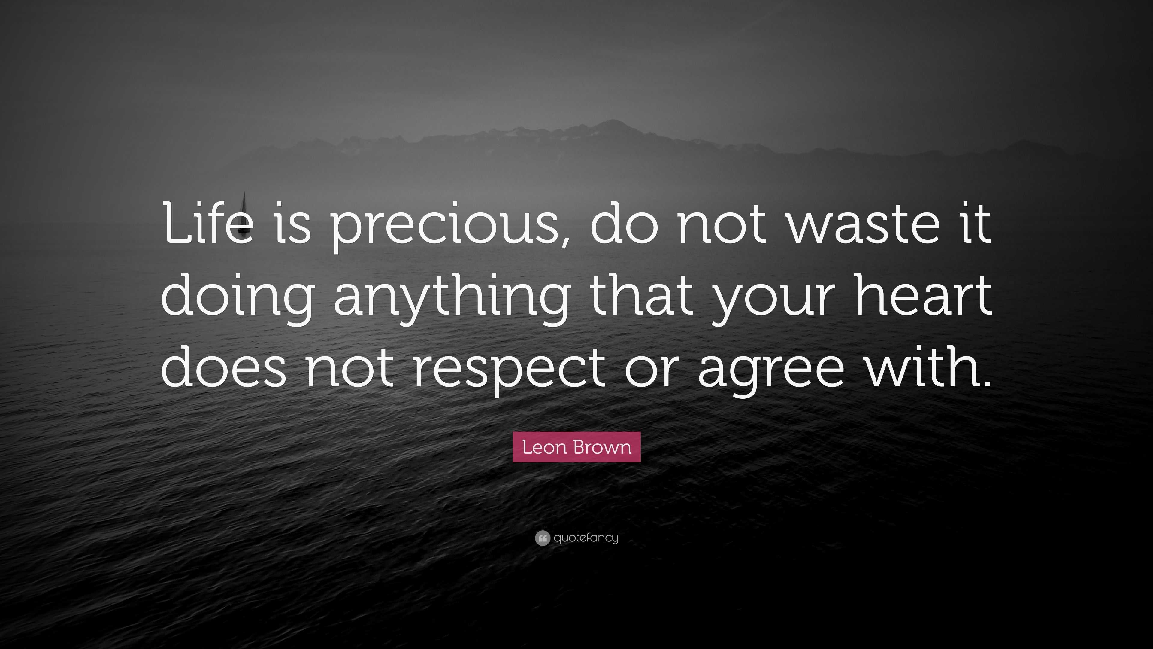Leon Brown Quote: “Life is precious, do not waste it doing anything that your heart does