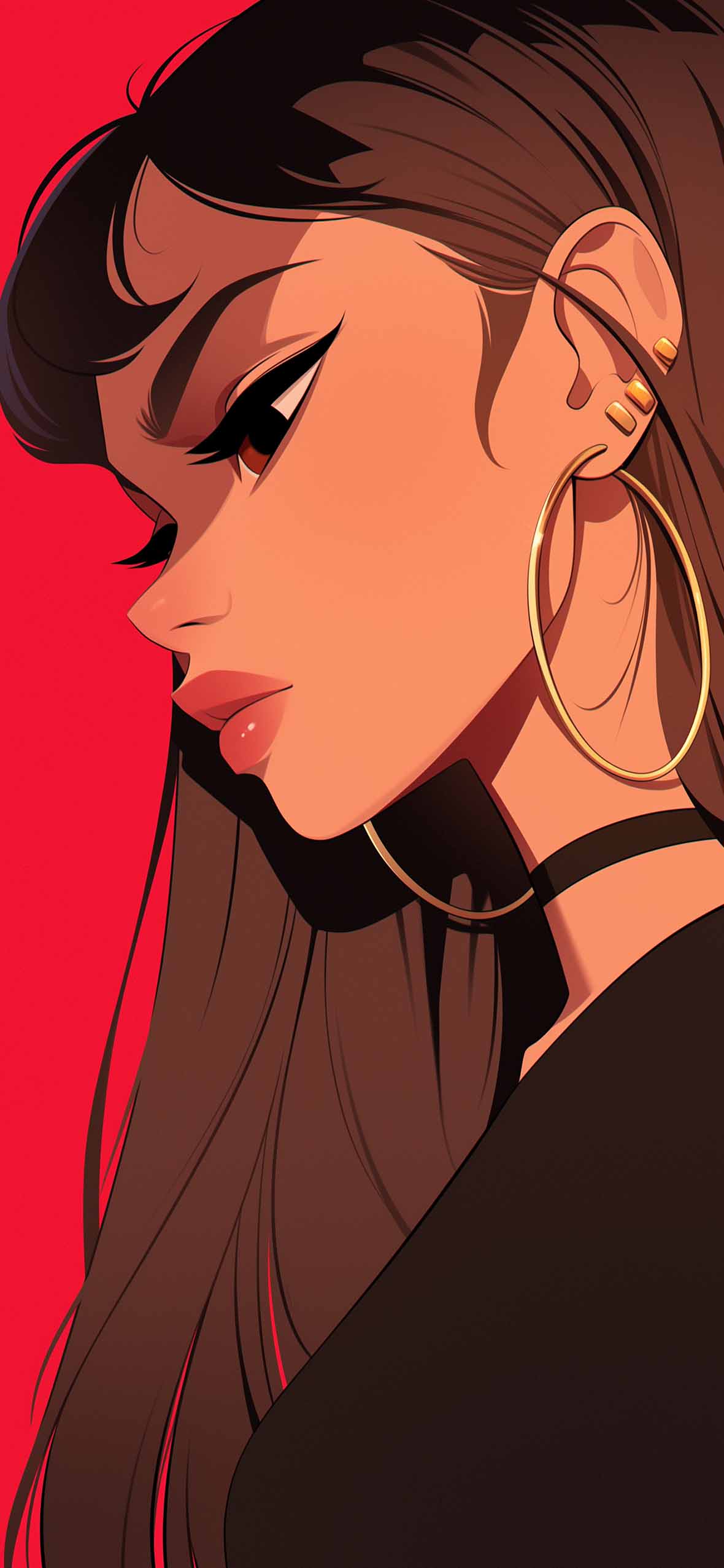 Cool Baddie Girl Red Background Wallpaper