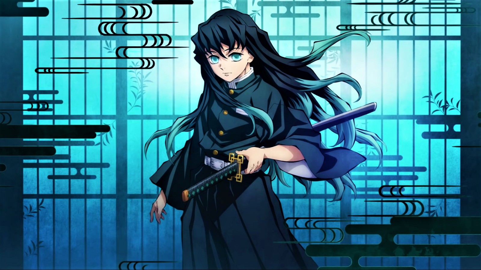 Blue Eyes Muichiro Tokito With Black Dress HD Demon Slayer Kimetsu no Yaiba Wallpaper