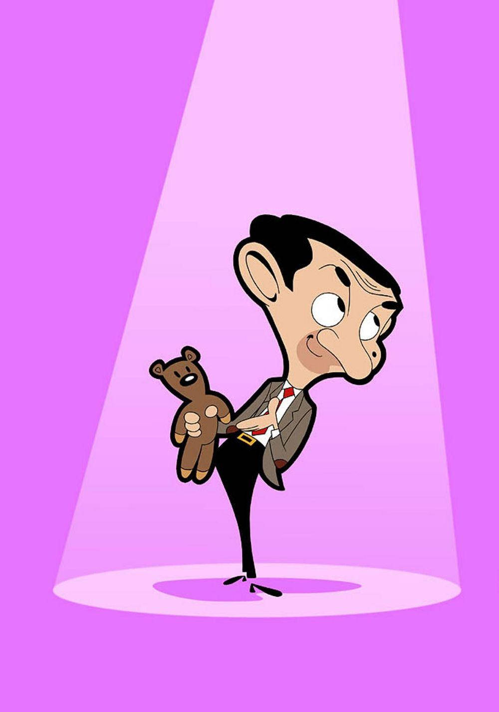 Download Mr. Bean Cartoon Purple Wallpaper