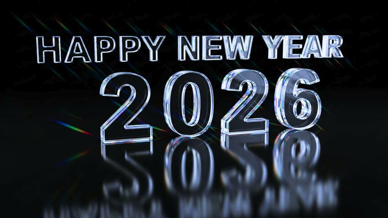 Happy New Year 2026 Crystal Glass. Wallpaper