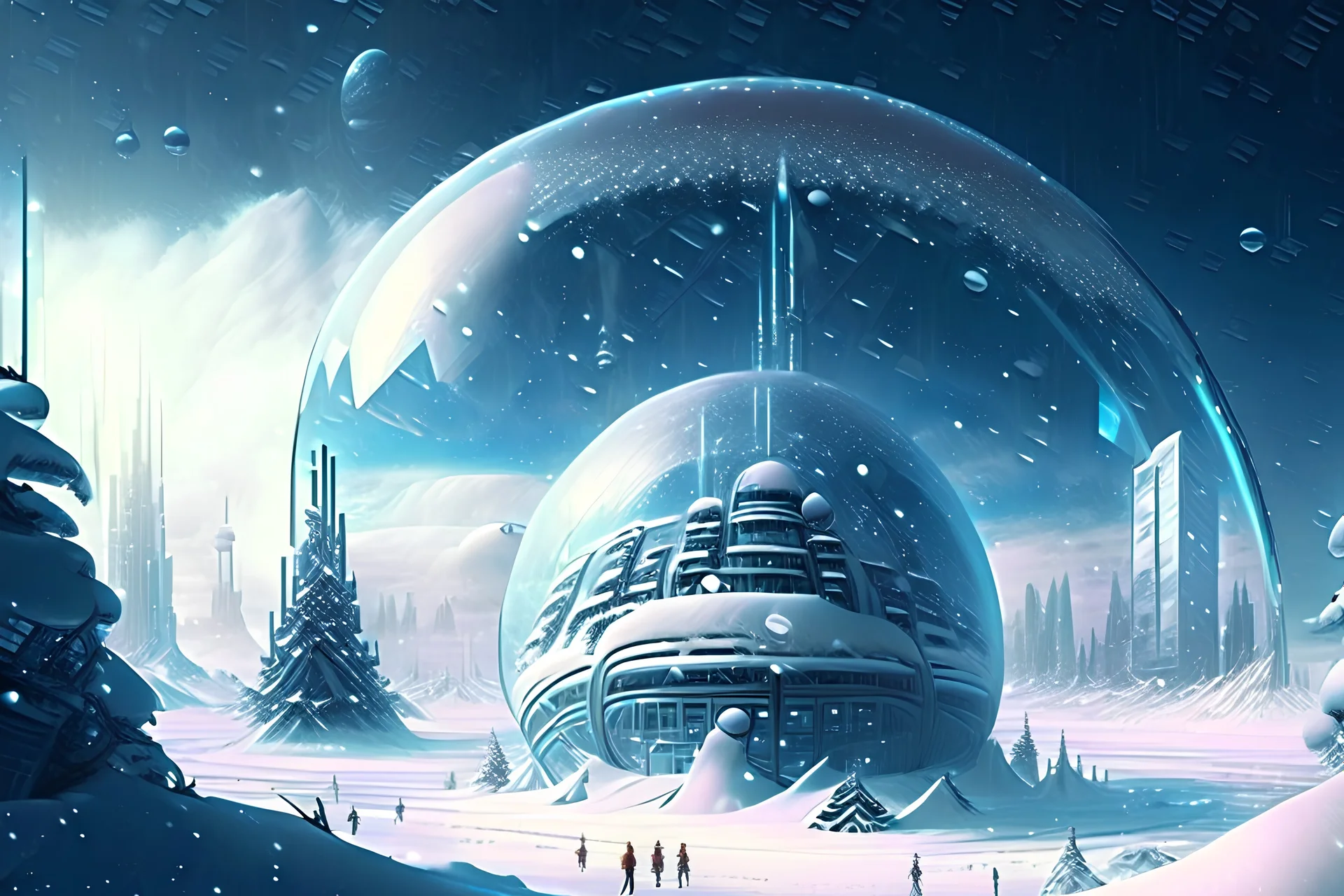 Winter World, Futuristic City, Blizza