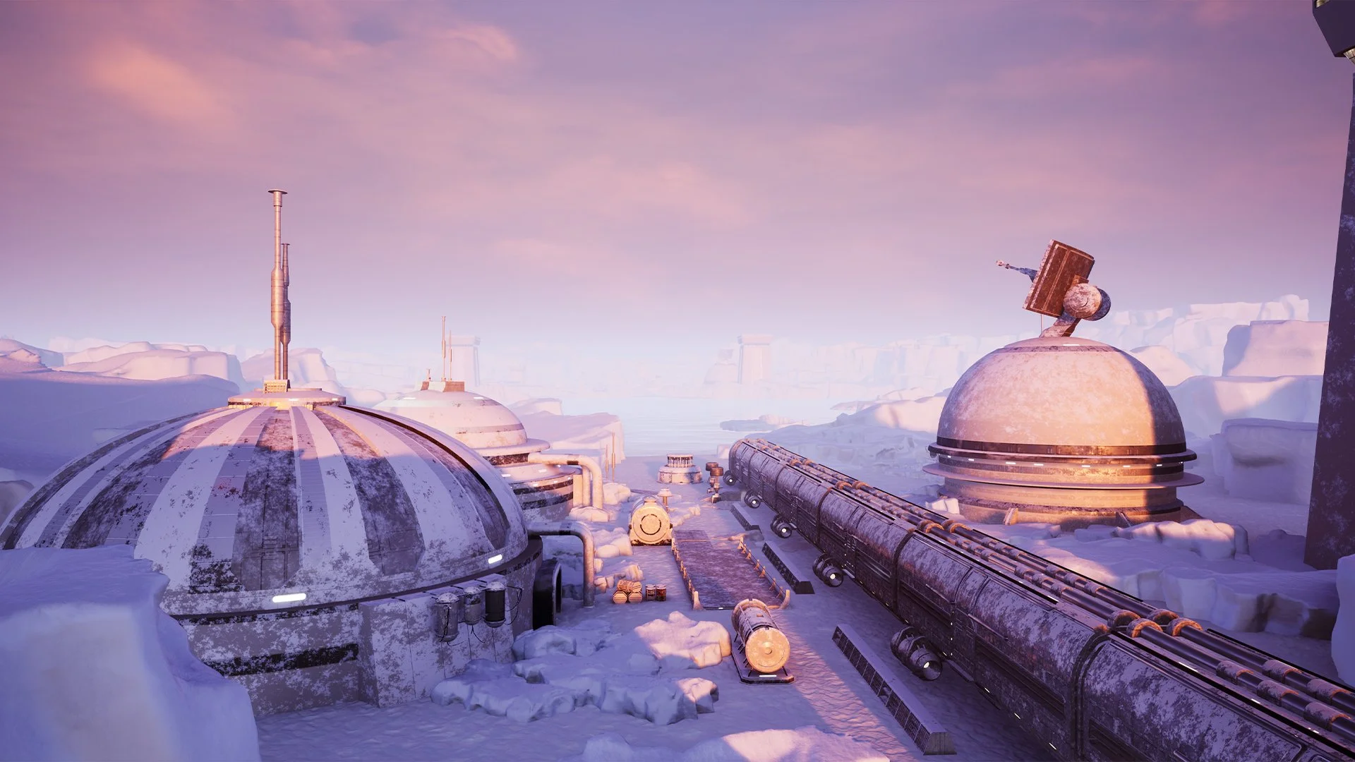 Winter Base Concept Art Ring World Sci Fi Planetary 3D Environment