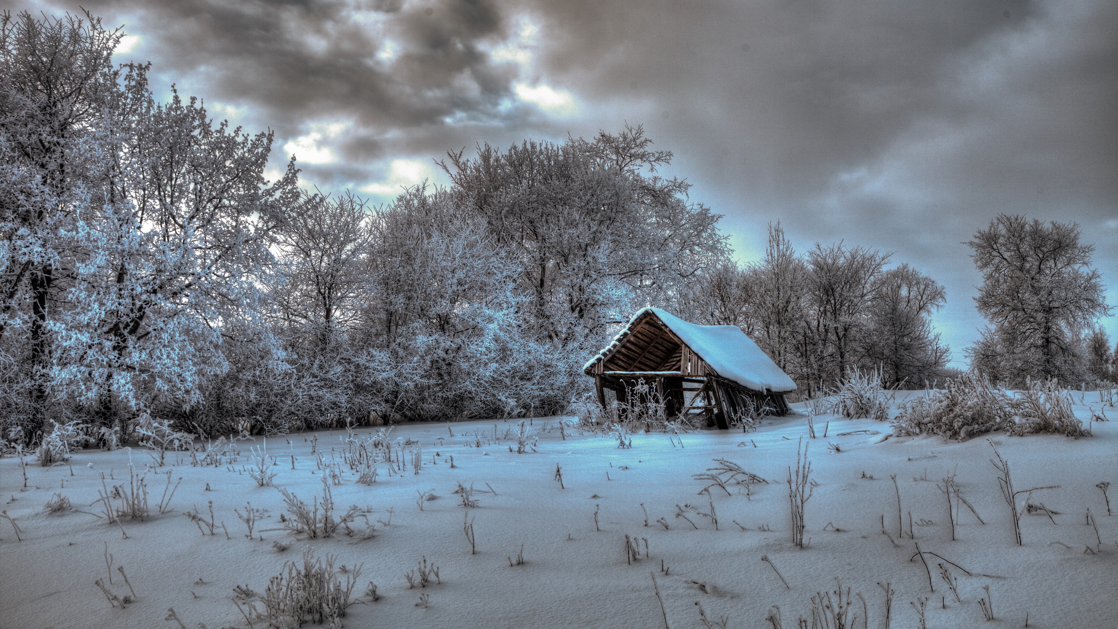 Wallpaper Winter, house, trees, snow, cold 3840x2160 UHD 4K Picture, Image