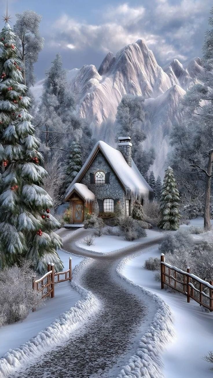 Favourite Christmas Picture. Beautiful landscape wallpaper, Winter scene paintings, Beautiful winter scenes