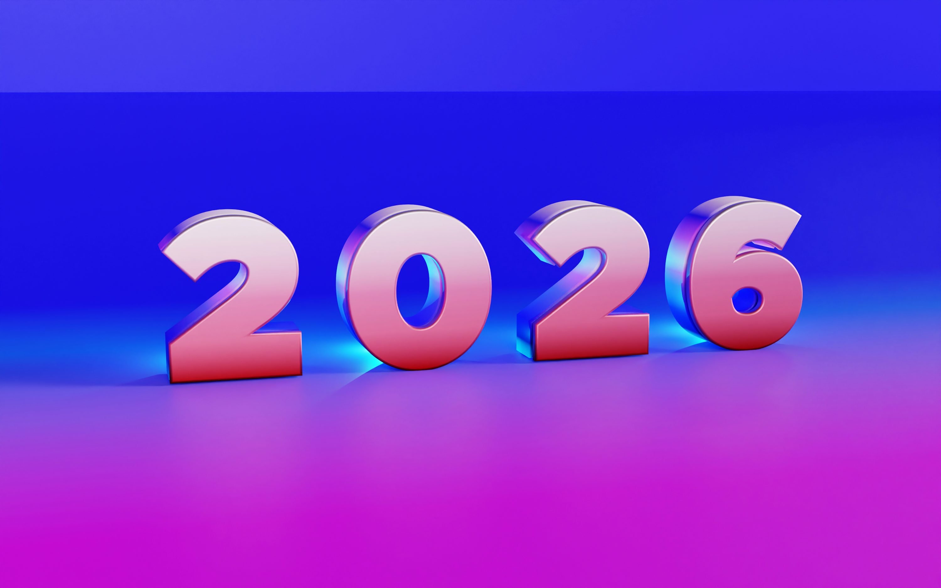 The year 2026 in metallic numbers. photo