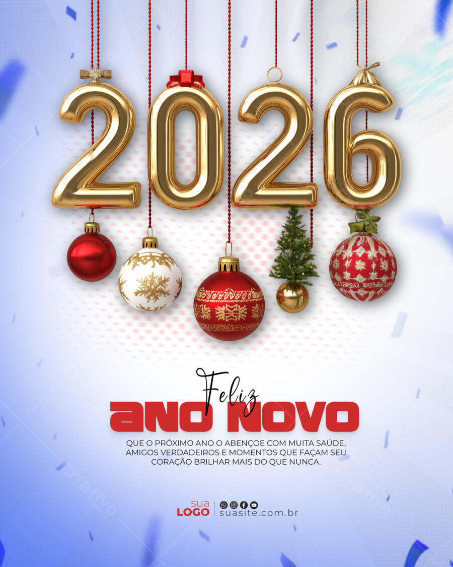 Editable PSD Social Media Post Happy New Year 2026 Gold and Red. PSD Premium [download]