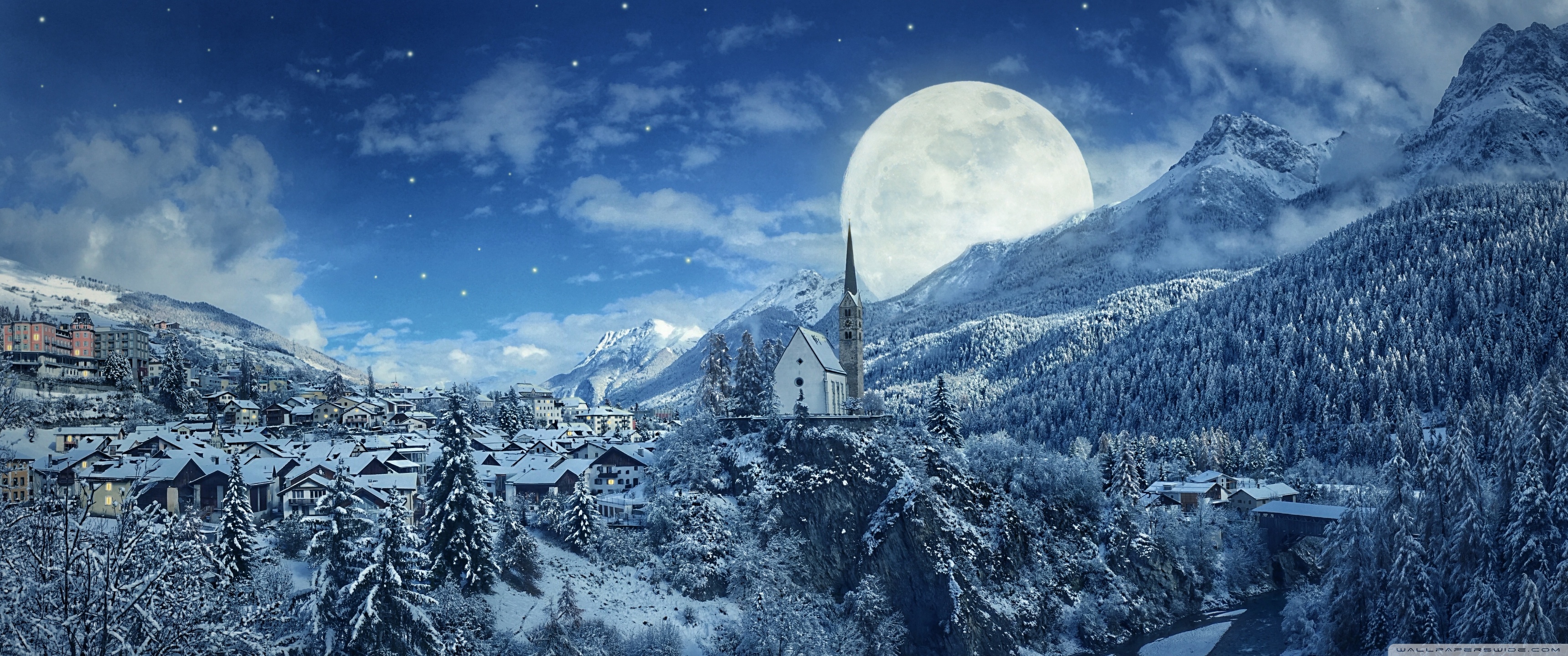 Gorgeous Winter Village in Europe 4K UHD Wallpaper for UltraHD Desktop and TV, Widescreen and UltraWide Display, Smartphone and Tablet Devices