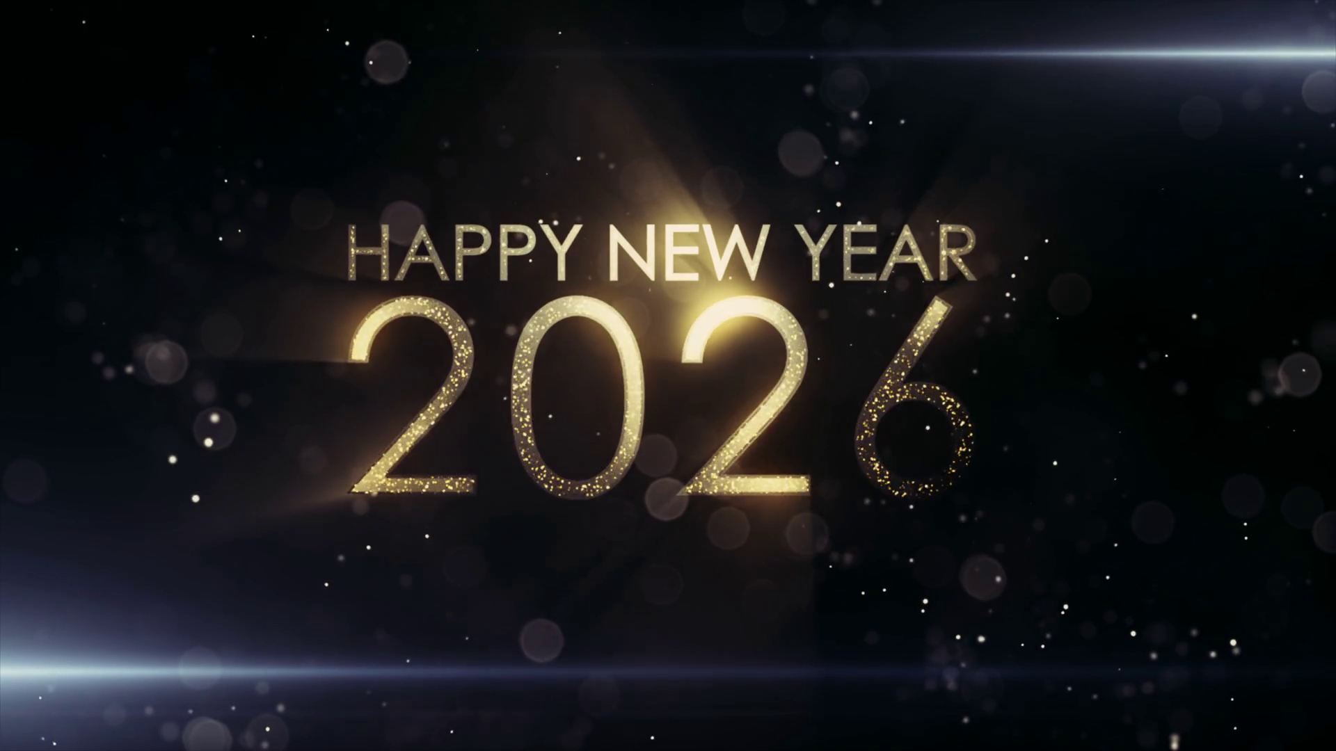New year 2026 greeting with fireworks Happy New year 2026 animated. Fireworks shiny on background. Animated text that says Happy New Year