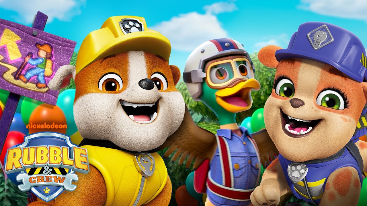 Rubble & Mix Make Hiking Signs for Mr. Duckie Doo's Party! w/ Wheeler & Charger. Rubble & Crew