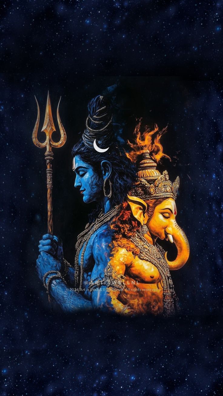 massive look of lord shiva and ganesh