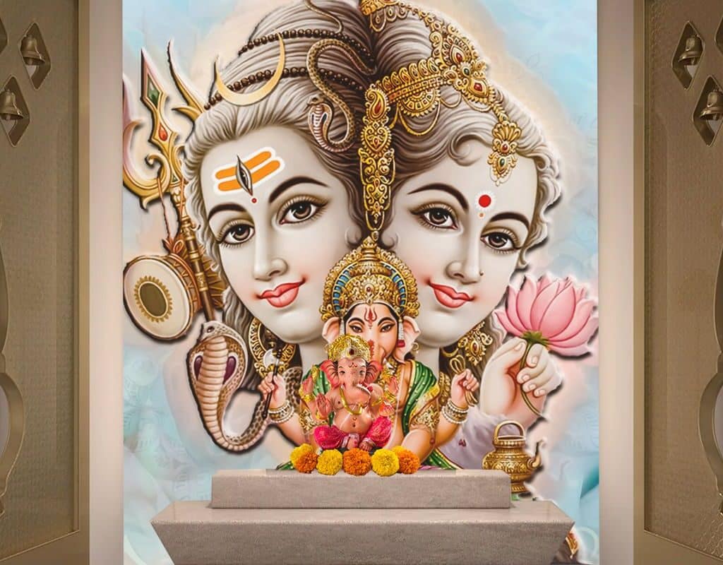 Shiv Parvati and Ganesha Wallpaper for Home Walls unique wallpaper