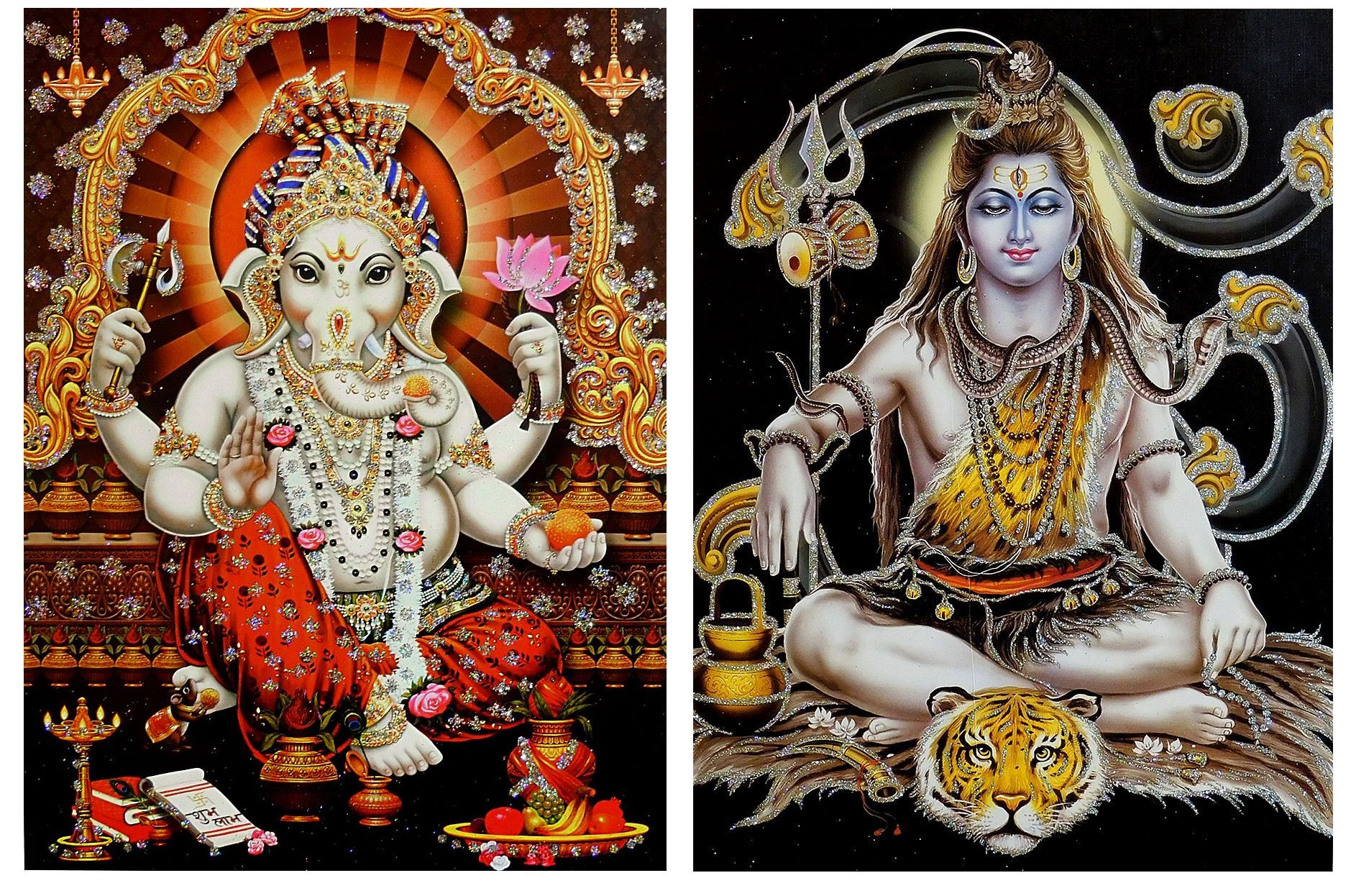 Shiva and Ganesha of 2 Glitter Posters