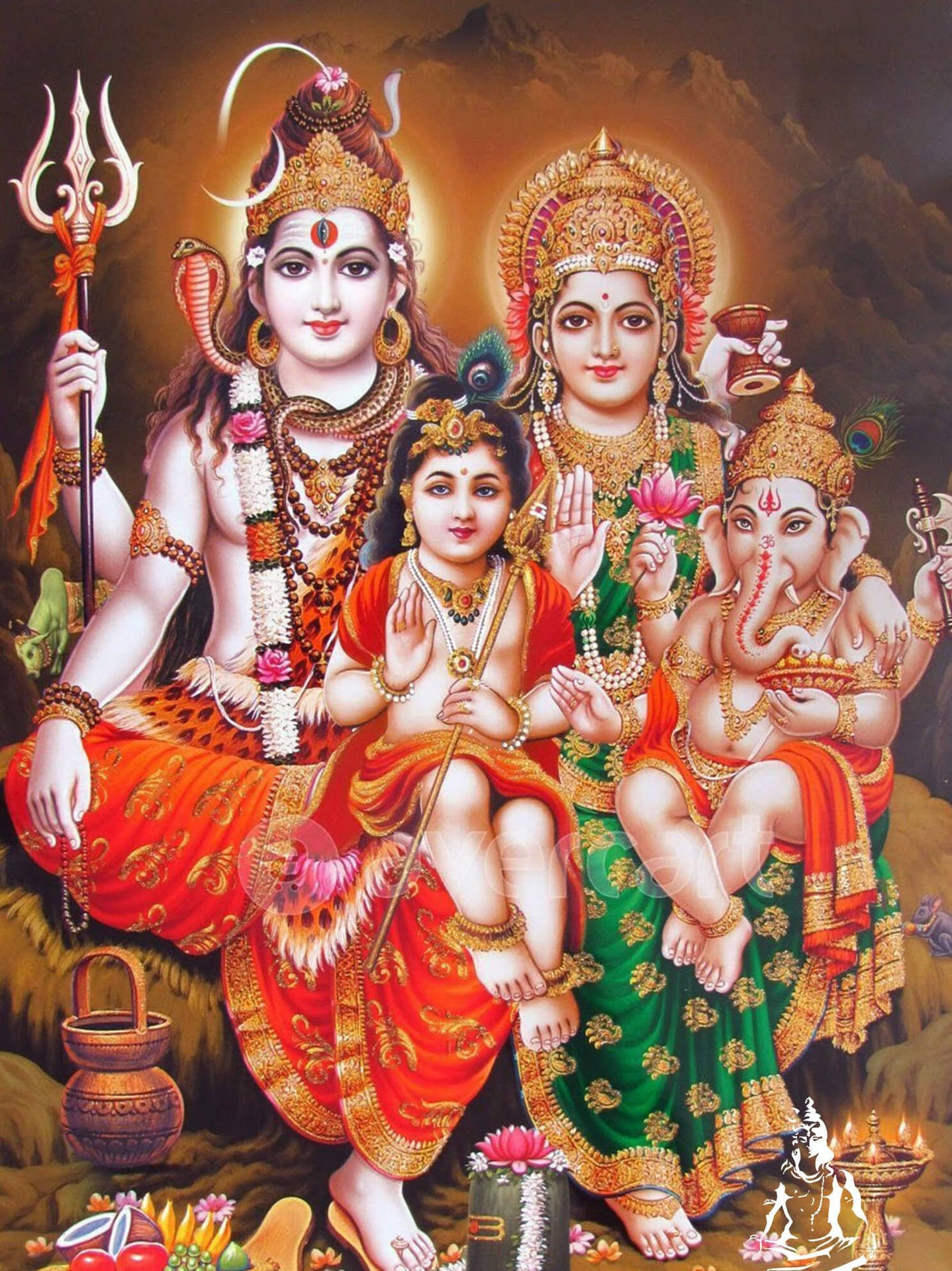 Download Divine Representation of Lord Shiva's Family Wallpaper