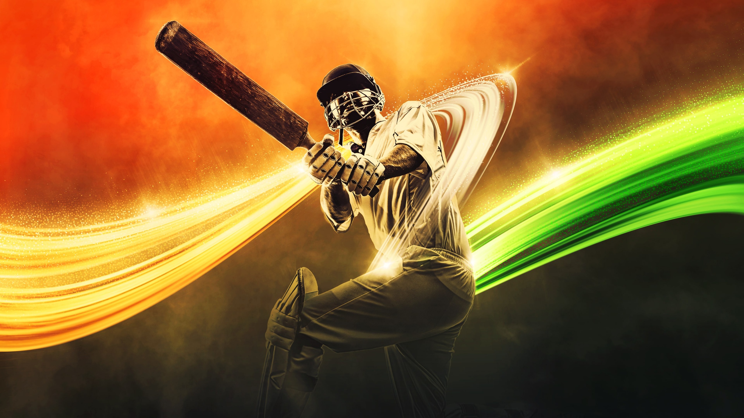 Cricket Wallpaper 4K, Batsman, Indian Flag, er