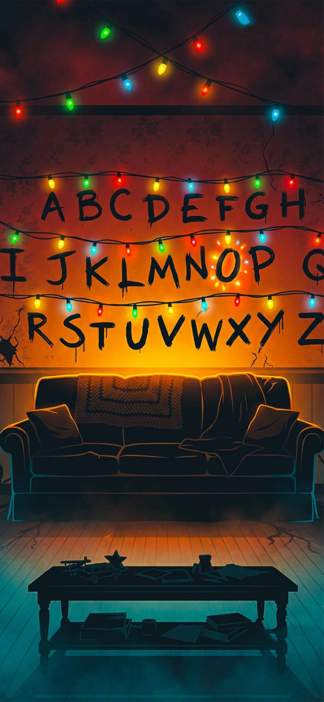 Stranger Things Alphabet Fairy Lights Wallpaper