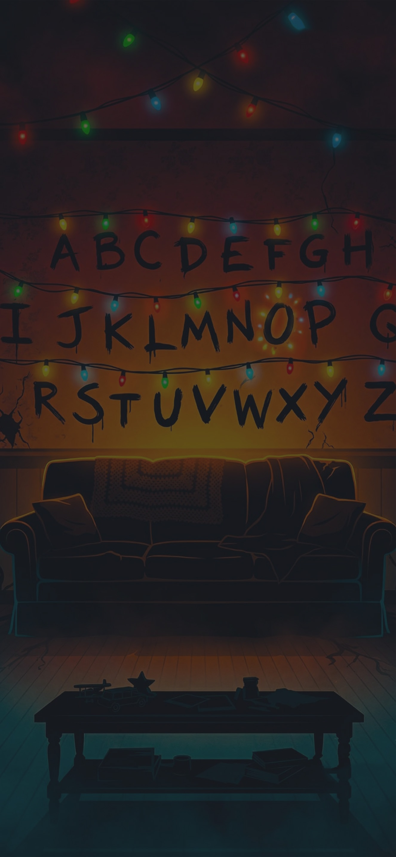Stranger Things Alphabet Fairy Lights Wallpaper