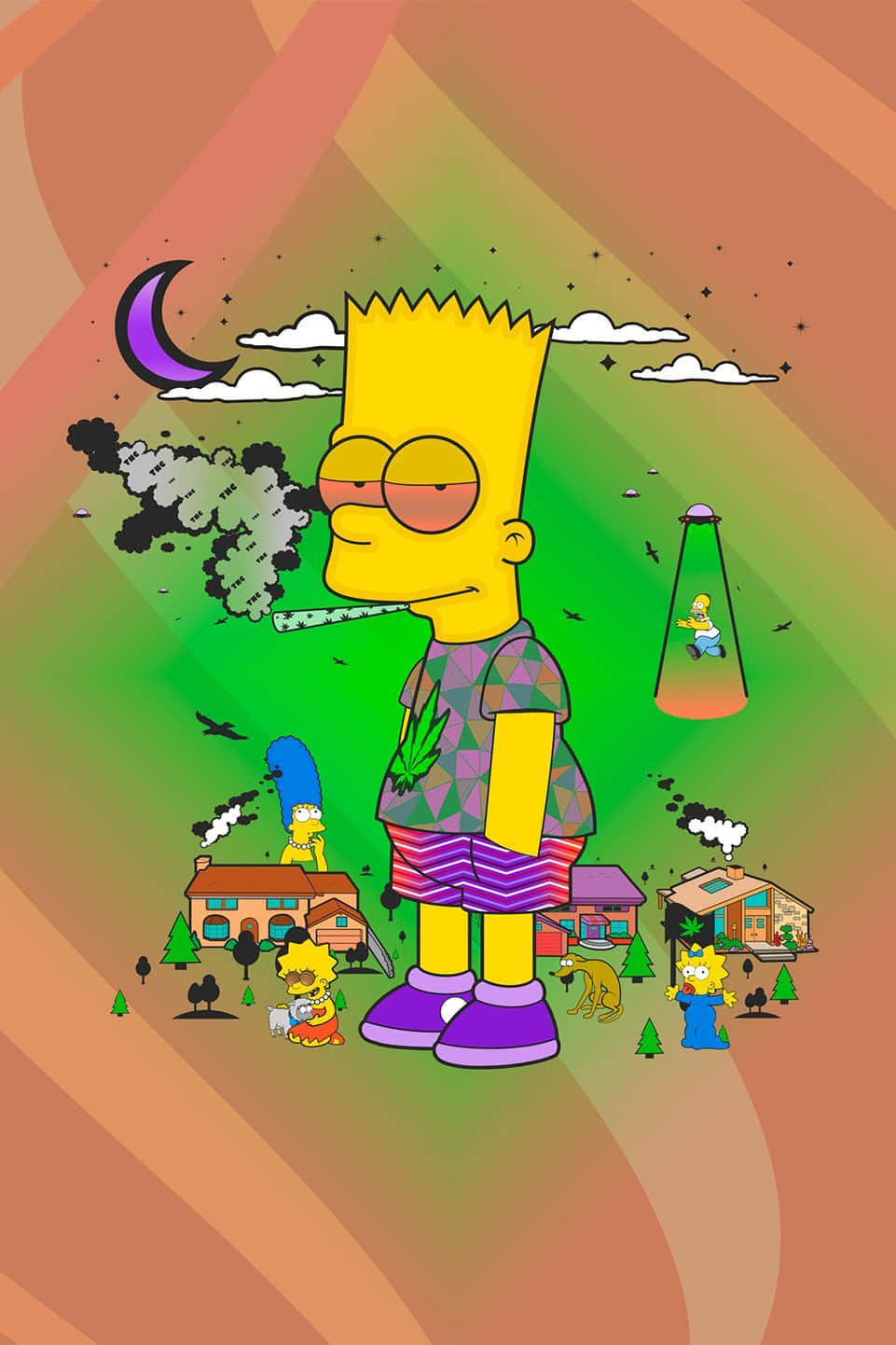 Download Smoking up with a classic Simpson enjoying a joint Wallpaper
