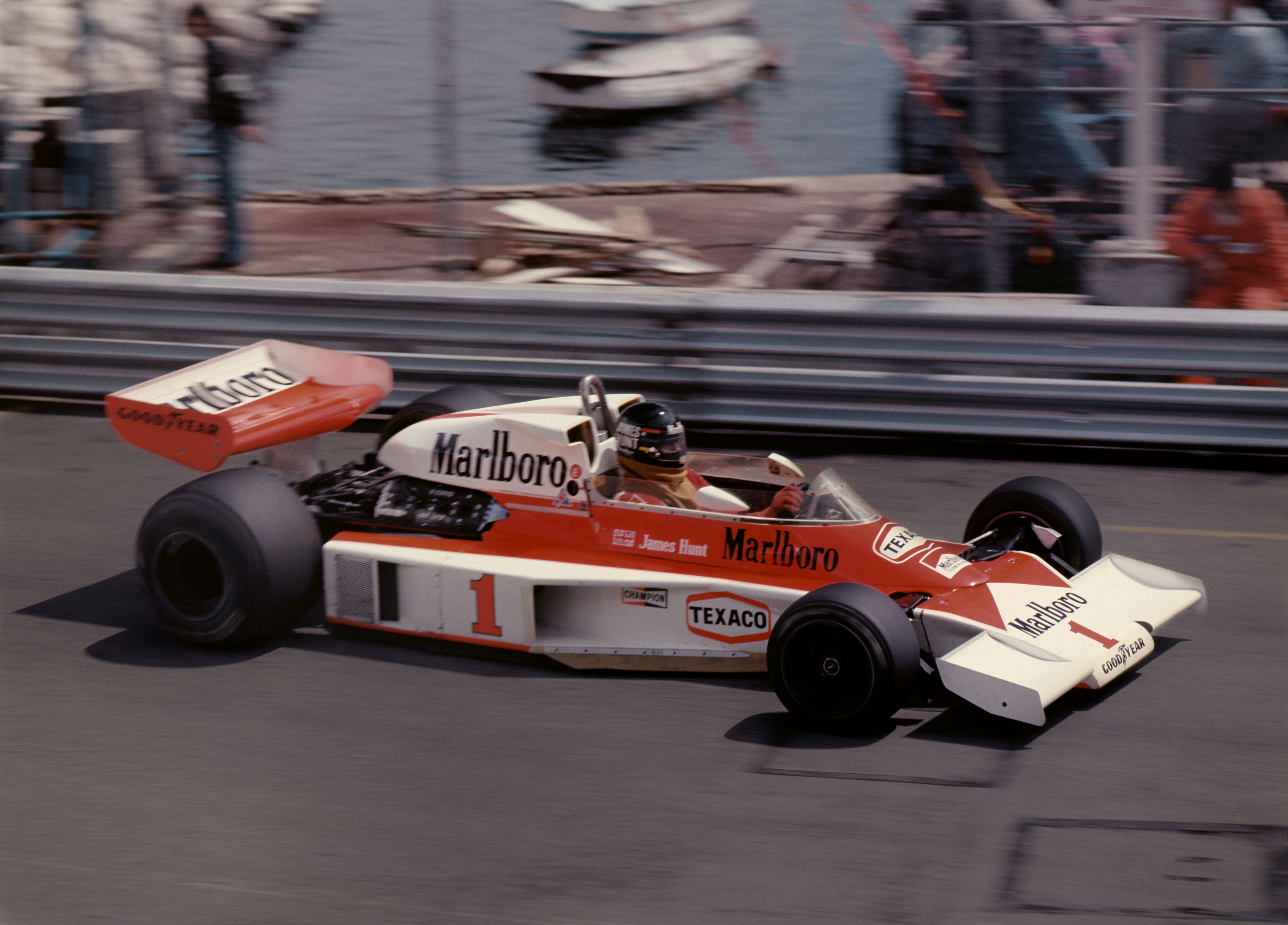 Wallpaper speed, legend, Formula 1, 1977, Monte Carlo, James Hunt, Marlboro Team McLaren, McLaren M23 for mobile and desktop, section спорт, resolution 6834x4910