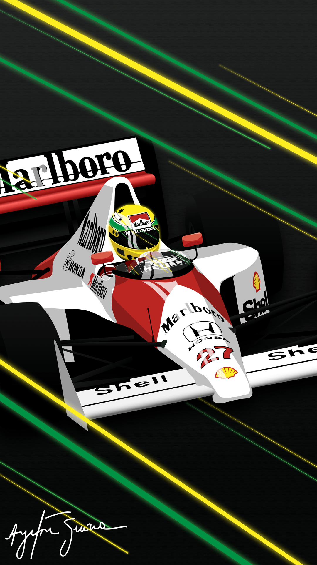 Since few people wanted it as a mobile wallpaper, here you go. Ayrton Senna