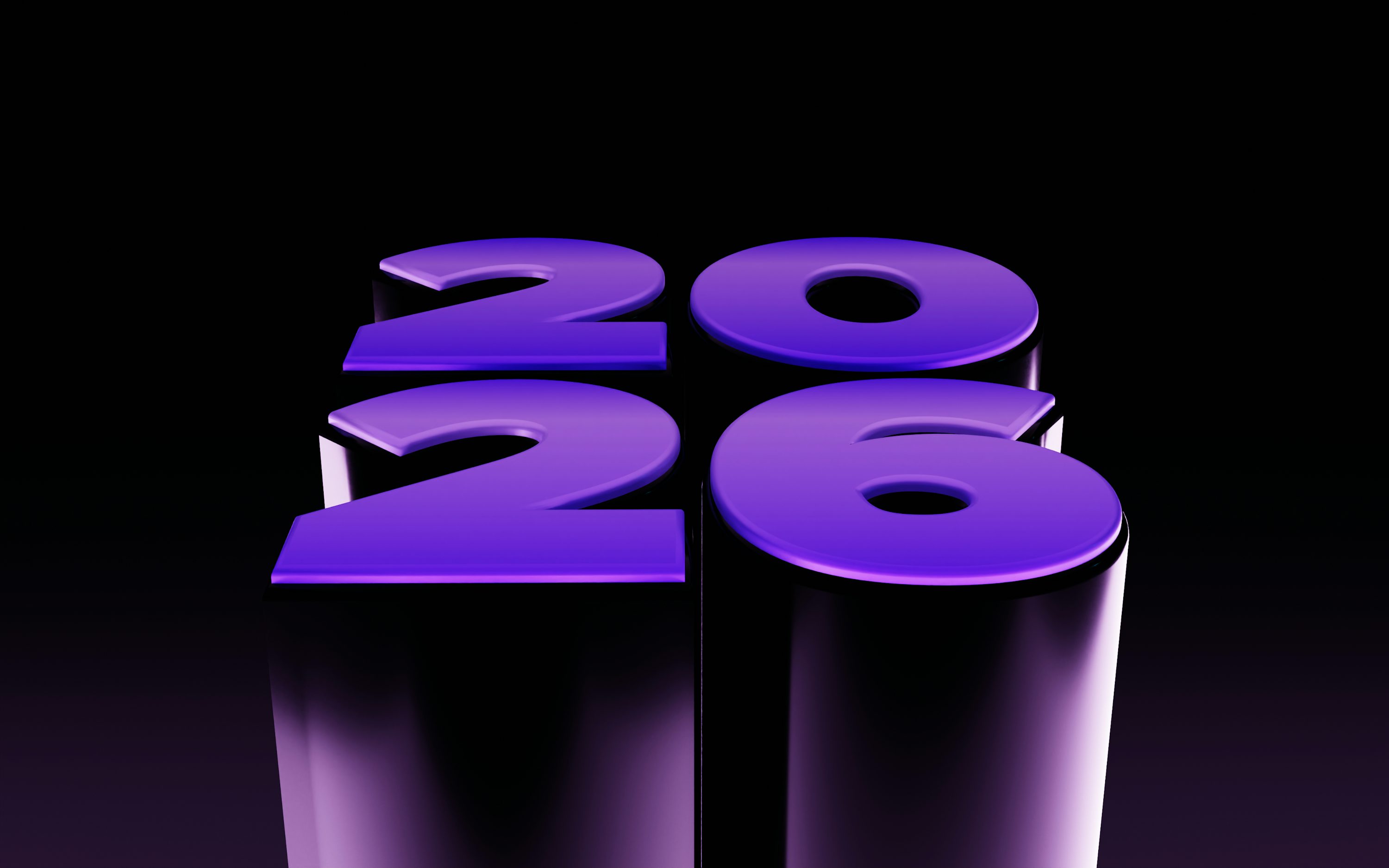 Purple 2026 numbers on pedestals photo
