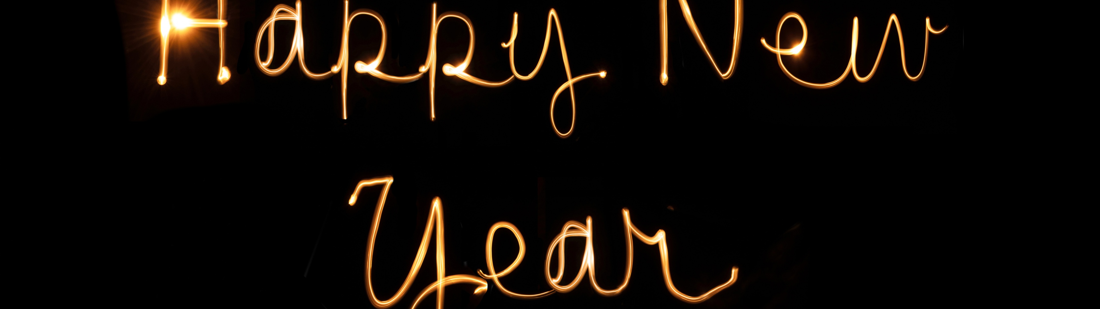 Happy New Year Wallpaper 4K, Black background