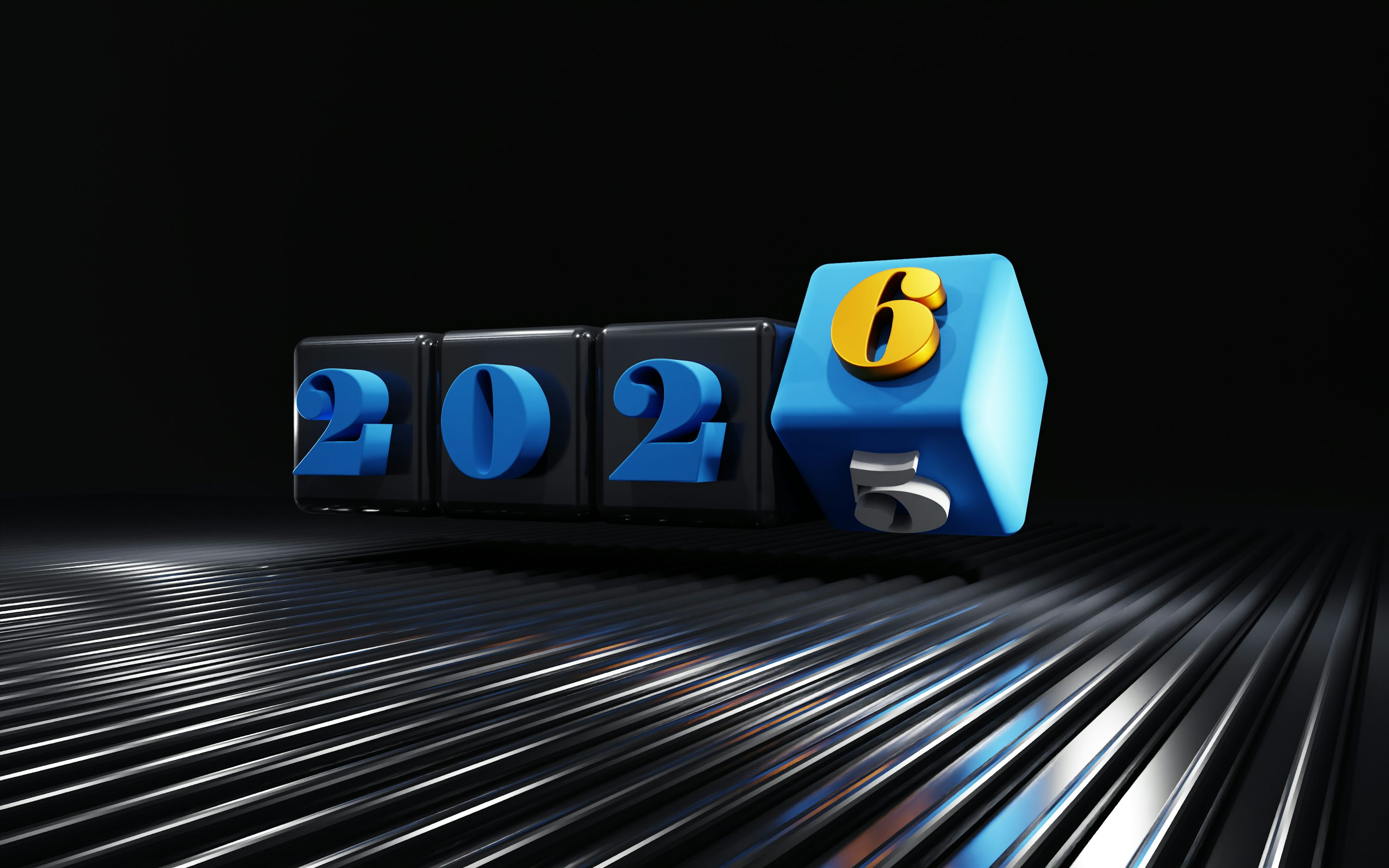 3D numbers 2026 on black background photo
