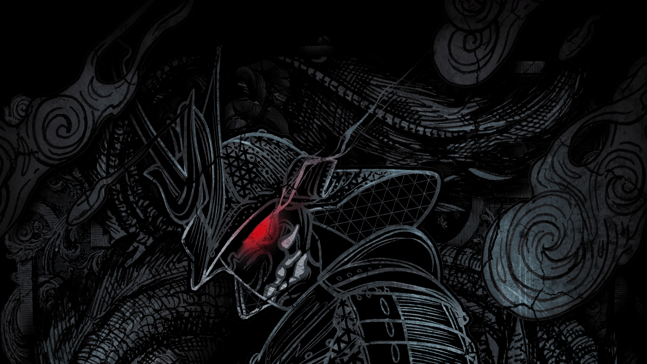 Download Samurai and dragon, Red eyes, Samurai, Dragon, Art Wallpaper in 2560x1440 Resolution