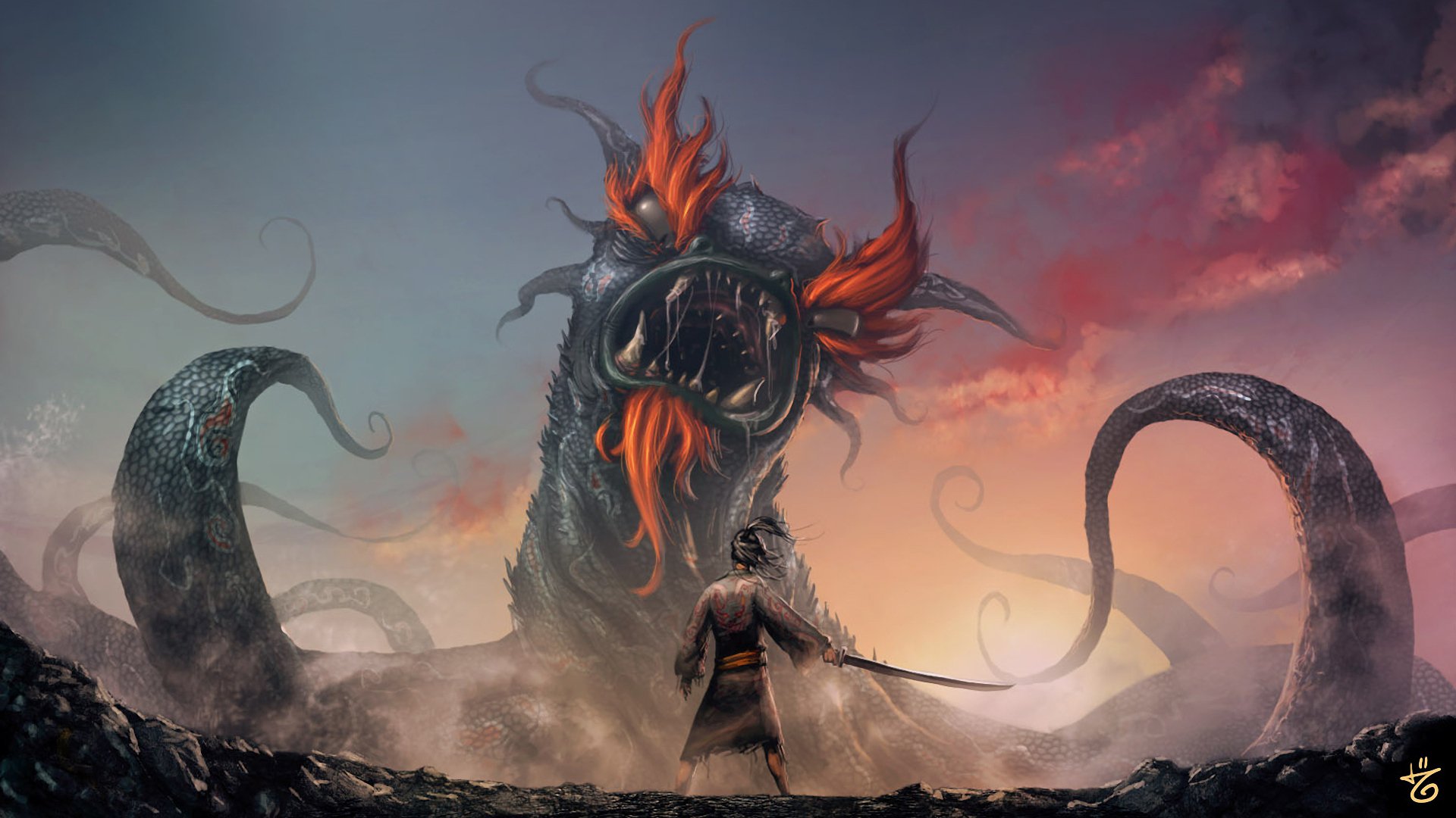 Fantasy Samurai Showdown: Epic HD Wallpaper, Free to Download