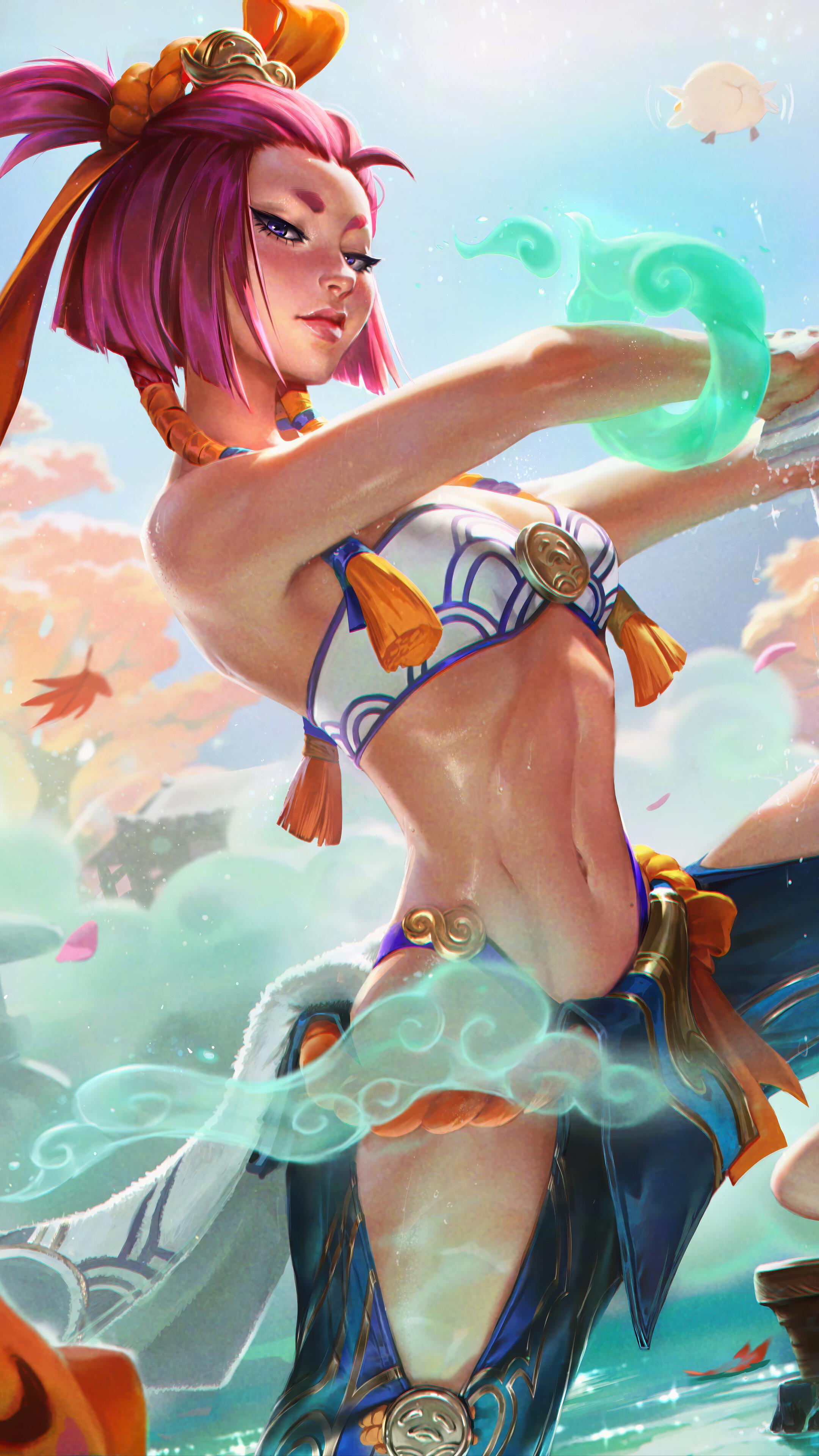 Yunara Spirit Blossom Springs Skin LoL Splash Art 4K Wallpaper iPhone HD Phone