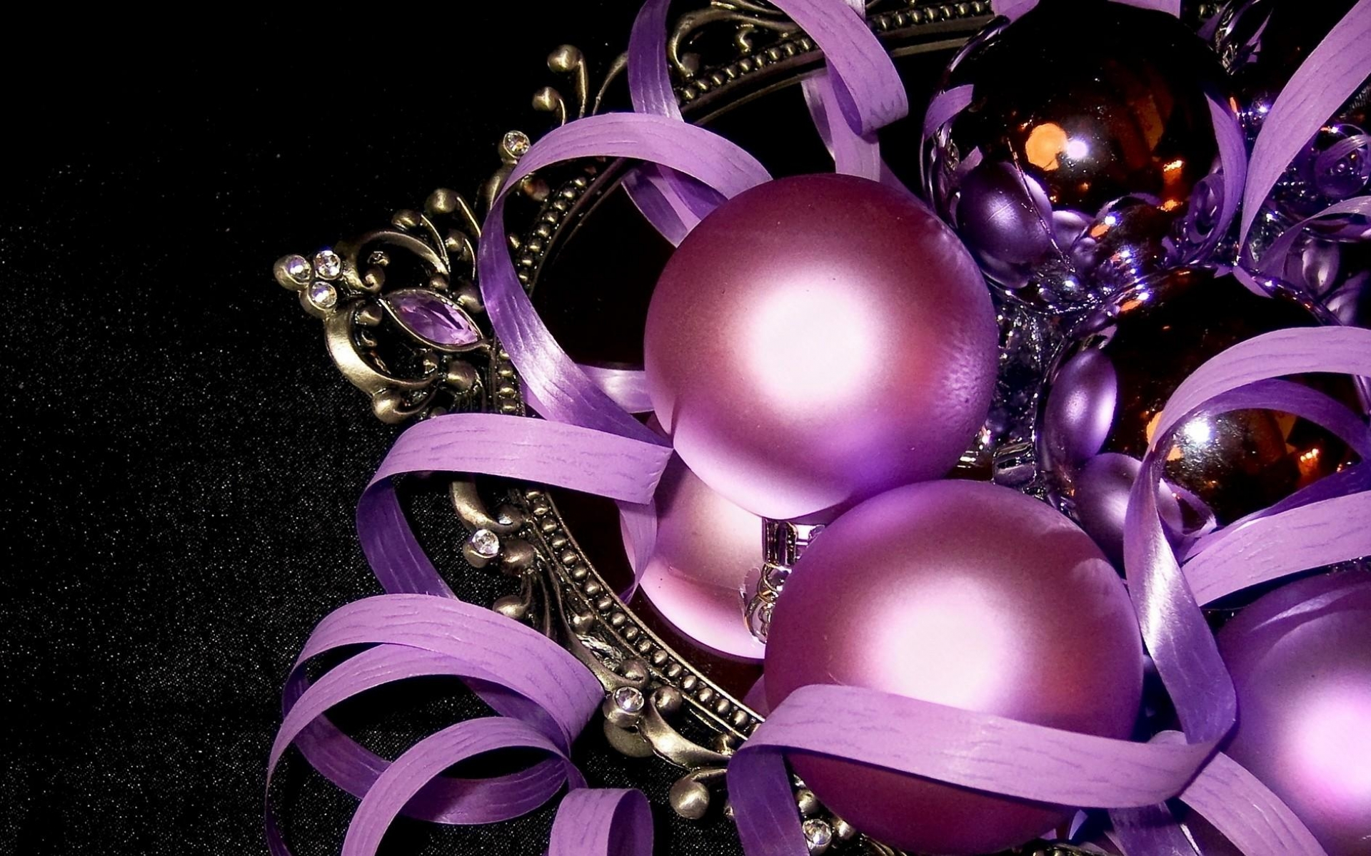 Wallpaper New Year, Purple, Violet, Christmas Decoration, Garland, Background Free Image