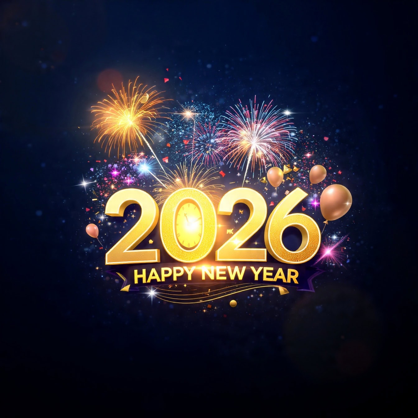 Free picture: Happy New Year 2026, a celebration background with a design with fireworks